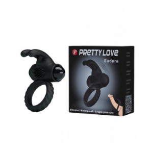 anillo vibrador Eudora con estimulador de conejito y silicona
